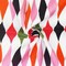 White-Red-Multi Diamond Printed Stretch Cotton Twill Sateen Woven Fabric By the Yard
